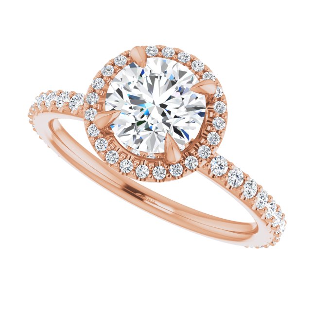 0.48 ctw Side Diamond Round Cut Halo Engagement Ring-in 14K/18K White, Yellow, Rose Gold and Platinum - Christmas Jewelry Gift -VIRABYANI