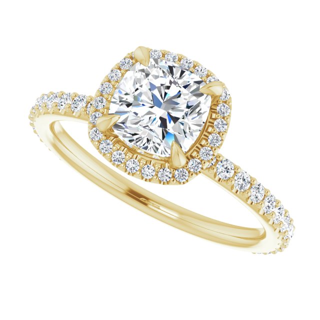 Cushion Cut Diamond Halo Engagement Ring-VIRABYANI