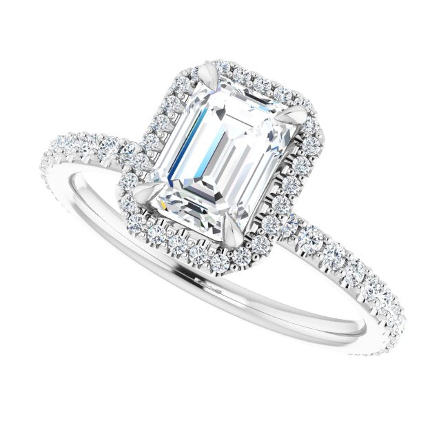 Emerald Cut Diamond Halo Engagement Ring-VIRABYANI