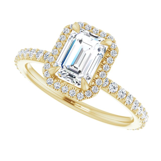 Emerald Cut Diamond Halo Engagement Ring-VIRABYANI