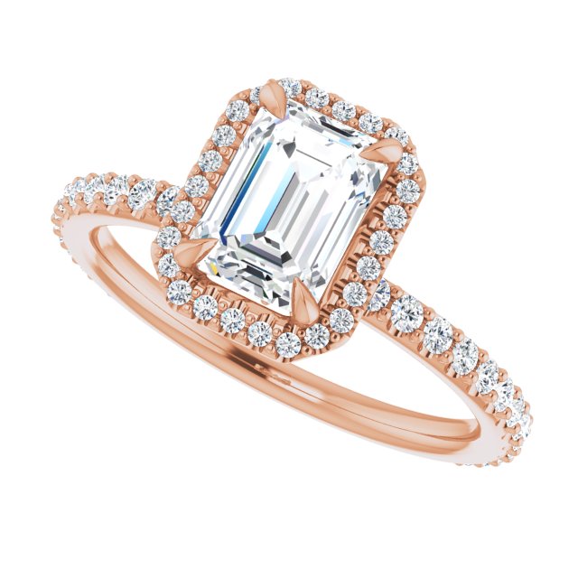 Emerald Cut Diamond Halo Engagement Ring-VIRABYANI