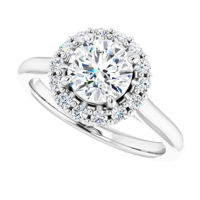 0.25 ctw Side Diamond Round Cut Halo Engagement Ring-in 14K/18K White, Yellow, Rose Gold and Platinum - Christmas Jewelry Gift -VIRABYANI