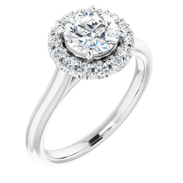 0.25 ctw Side Diamond Round Cut Halo Engagement Ring-in 14K/18K White, Yellow, Rose Gold and Platinum - Christmas Jewelry Gift -VIRABYANI