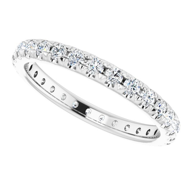 0.87 ct. Round Diamond Eternity Band Pave Set Diamond Ring-VIRABYANI