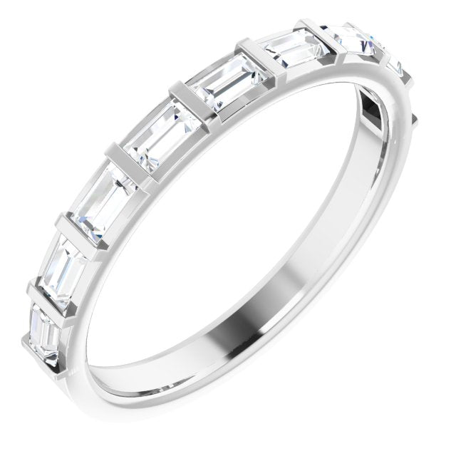 0.72 ct. Bar Set Baguette Cut Diamond Wedding Band-in 14K/18K White, Yellow, Rose Gold and Platinum - Christmas Jewelry Gift -VIRABYANI