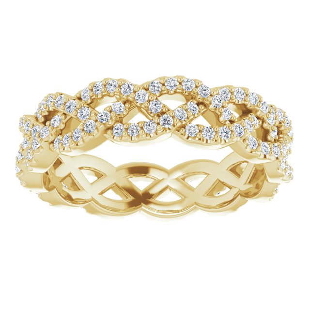 0.72 ct. Round Diamond Open Braid Design Eternity Band-in 14K/18K White, Yellow, Rose Gold and Platinum - Christmas Jewelry Gift -VIRABYANI