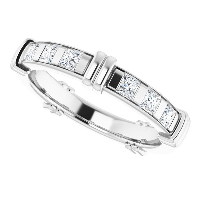 1.20 ct. Princess Diamond Eternity Band Stackable Diamond Ring-VIRABYANI
