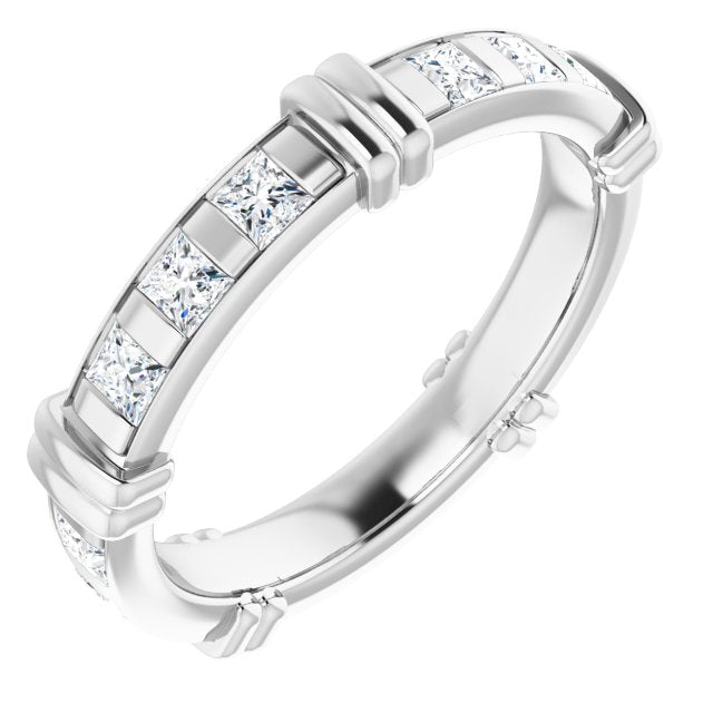 1.20 ct. Princess Diamond Eternity Band Stackable Diamond Ring-VIRABYANI
