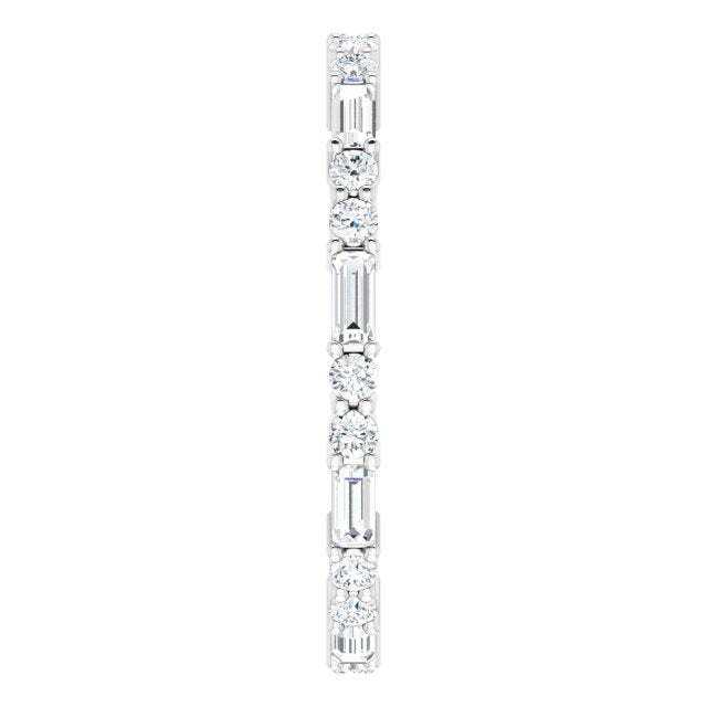 0.94 ct.Round & Straight Baguette Diamond Eternity Band-VIRABYANI