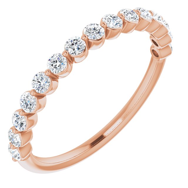 0.45 ct. Round Cut Diamond, Shared Prong Set Wedding Band-in 14K/18K White, Yellow, Rose Gold and Platinum - Christmas Jewelry Gift -VIRABYANI