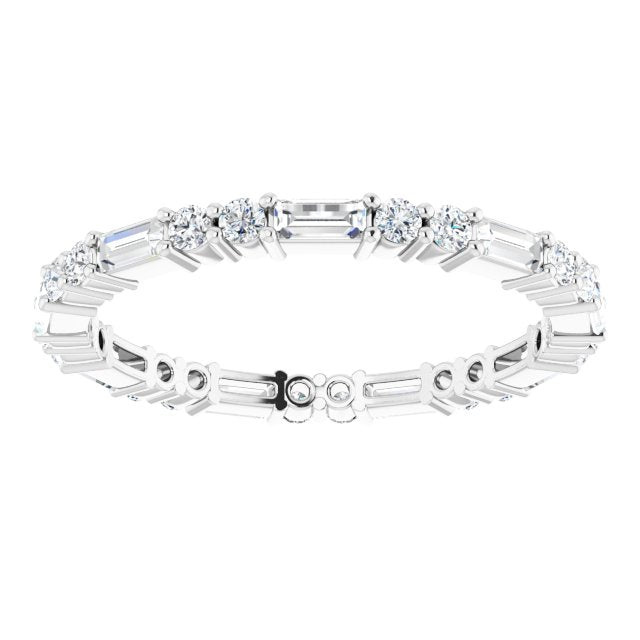 0.94 ct.Round & Straight Baguette Diamond Eternity Band-VIRABYANI