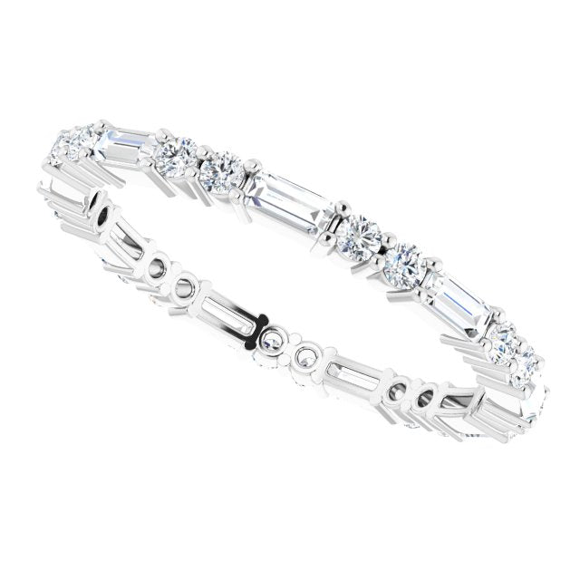 0.94 ct.Round & Straight Baguette Diamond Eternity Band-VIRABYANI