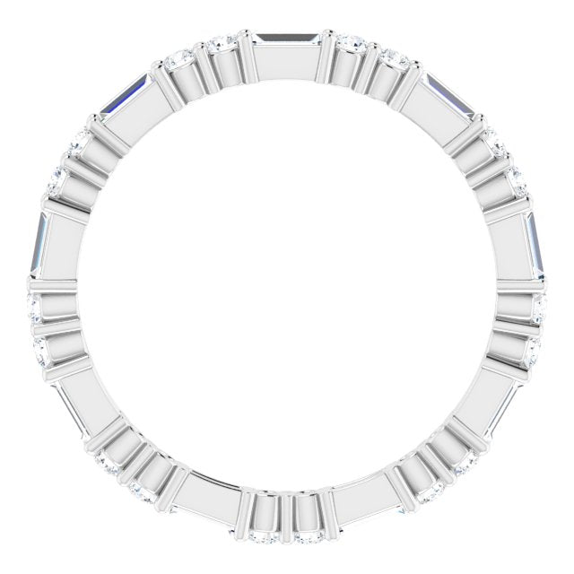 0.94 ct.Round & Straight Baguette Diamond Eternity Band-VIRABYANI