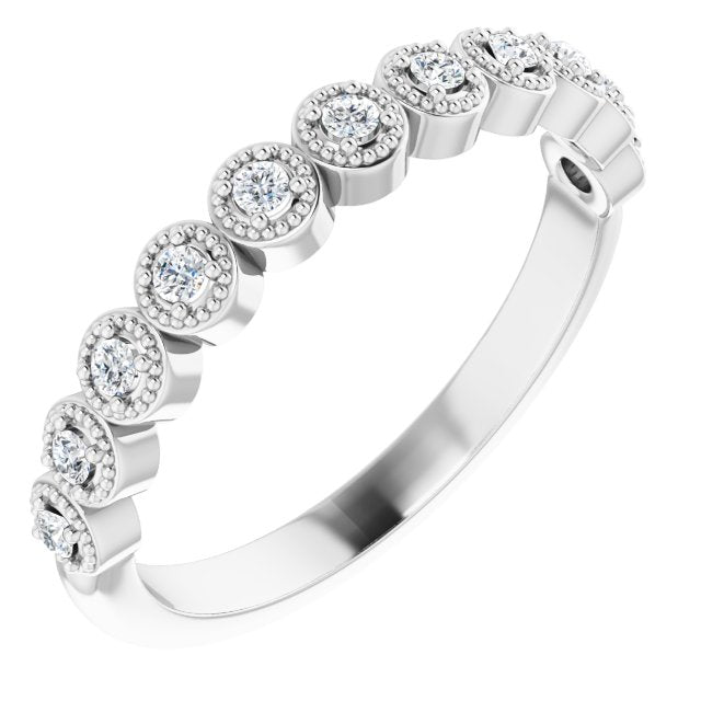 Milgrain Accent Round Diamond Wedding Band-VIRABYANI