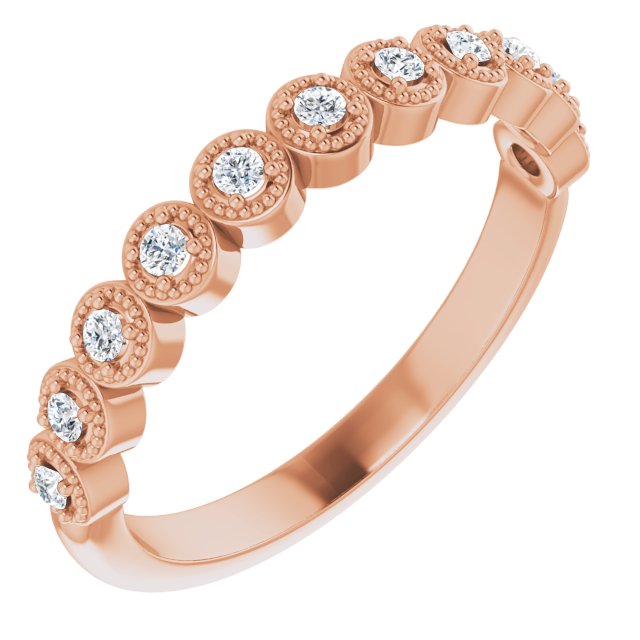 Milgrain Accent Round Diamond Wedding Band-VIRABYANI