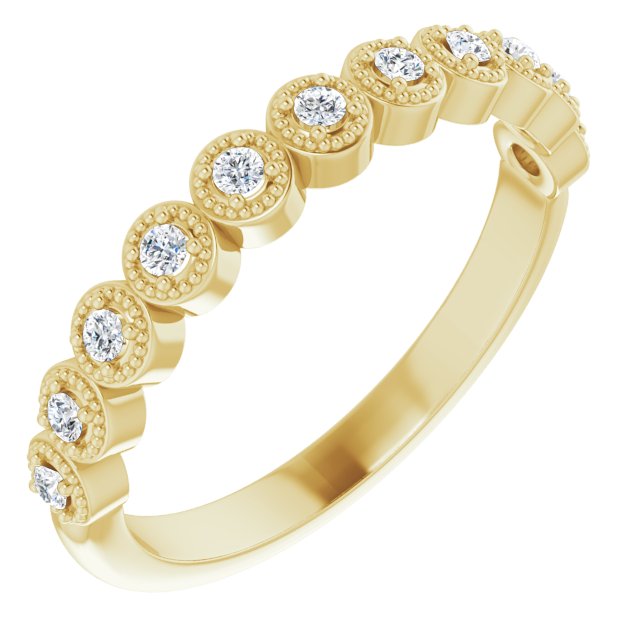 Milgrain Accent Round Diamond Wedding Band-VIRABYANI