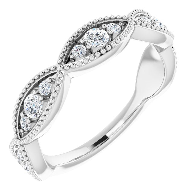 0.50 ct. Round Cut Diamond, Infinity Design, Milgrain Accent Wedding Band-in 14K/18K White, Yellow, Rose Gold and Platinum - Christmas Jewelry Gift -VIRABYANI