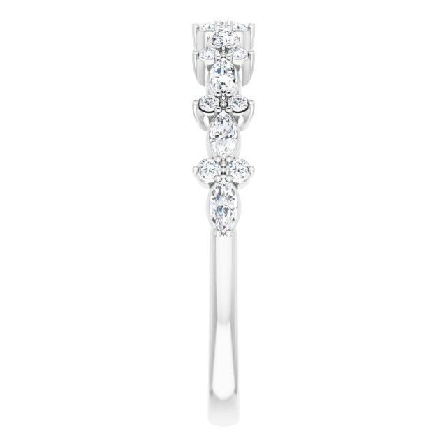 0.34 ct. Marquise And Round Diamond Wedding Band Delicate Anniversary Ring-VIRABYANI