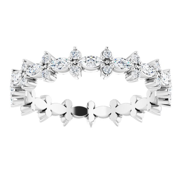 0.59 ct. Prong Set Marquise & Round Diamond Eternity Band-VIRABYANI