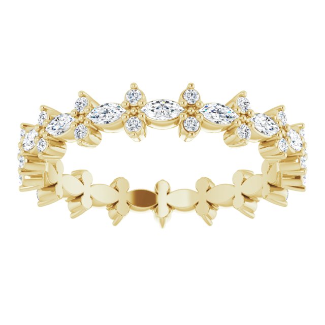 0.59 ct. Prong Set Marquise & Round Diamond Eternity Band-VIRABYANI