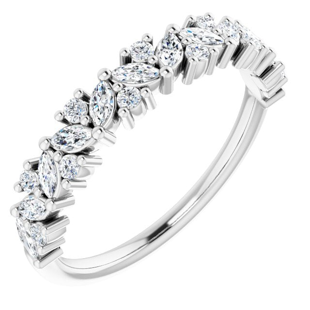 0.50 ct. Marquise And Round Diamond Wedding Band-VIRABYANI