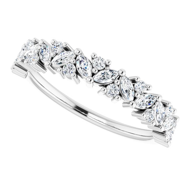 0.50 ct. Marquise And Round Diamond Wedding Band-VIRABYANI