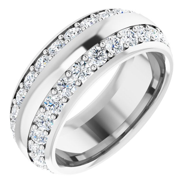2.16 ct. Round Diamond Eternity Band Wide Double Row Diamond Ring-VIRABYANI