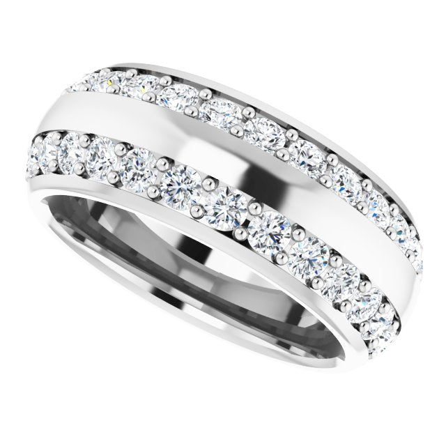 2.16 ct. Round Diamond Eternity Band Wide Double Row Diamond Ring-VIRABYANI