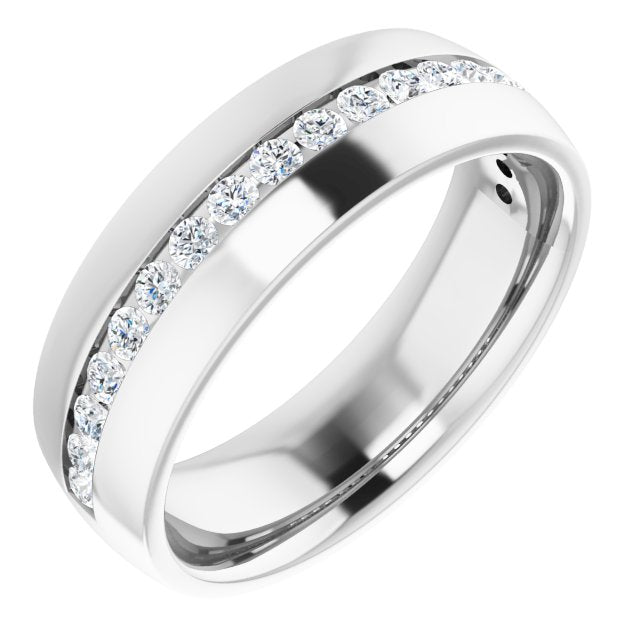 0.44 ctw Channel Set Round Diamond Men's Ring-in 14K/18K White, Yellow, Rose Gold and Platinum - Christmas Jewelry Gift -VIRABYANI