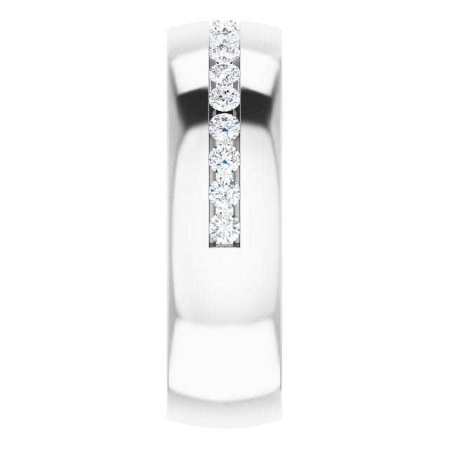 Channel Set Round Diamond Half Eternity Men's Band-VIRABYANI