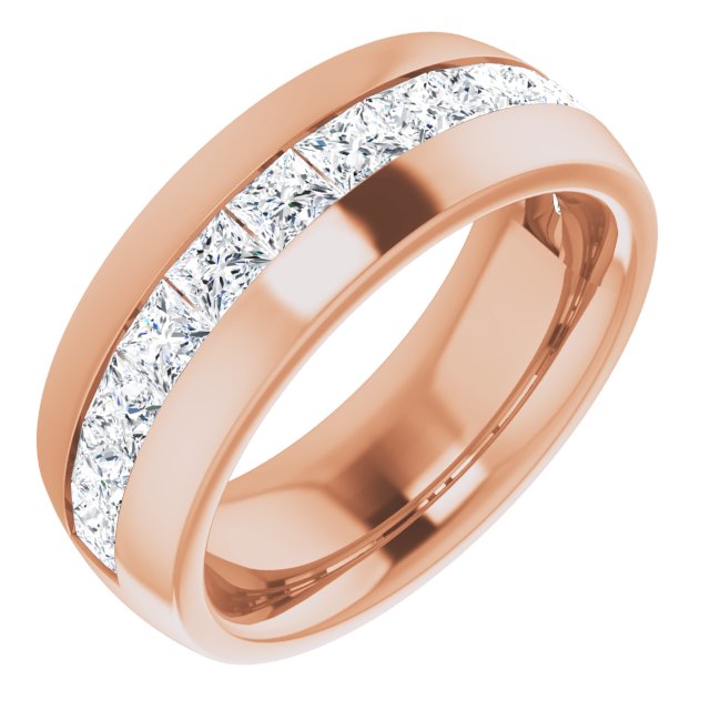 2.34 ctw Channel Set Princess Diamond Men's Ring-in 14K/18K White, Yellow, Rose Gold and Platinum - Christmas Jewelry Gift -VIRABYANI