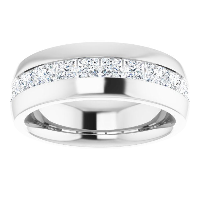 2.34 ctw Channel Set Princess Diamond Men's Ring-in 14K/18K White, Yellow, Rose Gold and Platinum - Christmas Jewelry Gift -VIRABYANI
