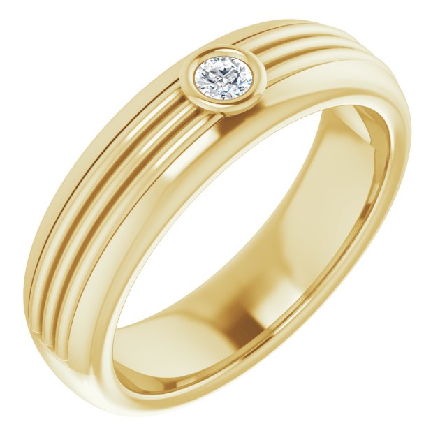 Bezel Set Single Diamond Men's Band-VIRABYANI