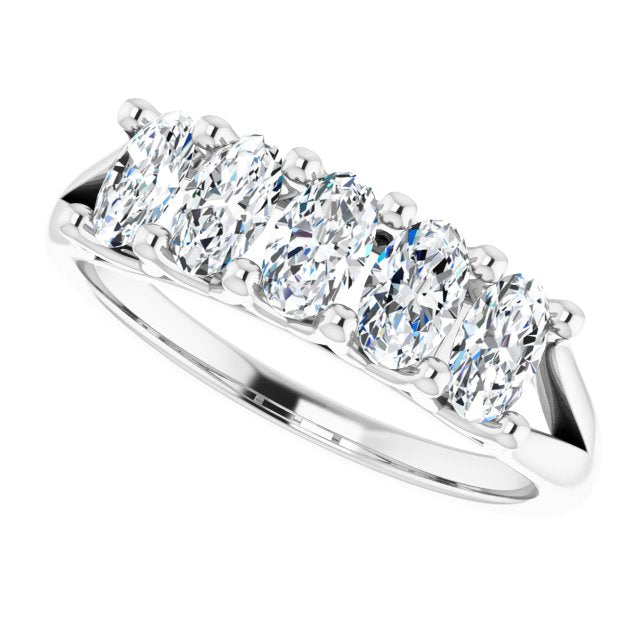 1.05 ct. Oval Cut Diamond Wedding Band 5 Stone Anniversary Ring-VIRABYANI