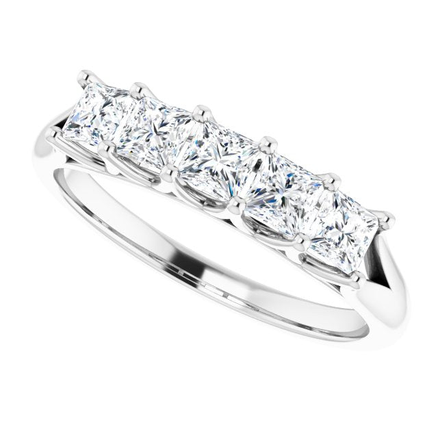 0.90 ct. Princess Cut Diamond Wedding Band 5 Stone Anniversary Ring-VIRABYANI