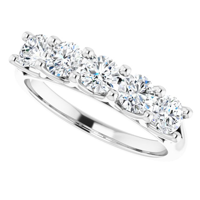 1.00 ct. Round Cut Diamond Wedding Band 5 Stone Anniversary Ring-VIRABYANI