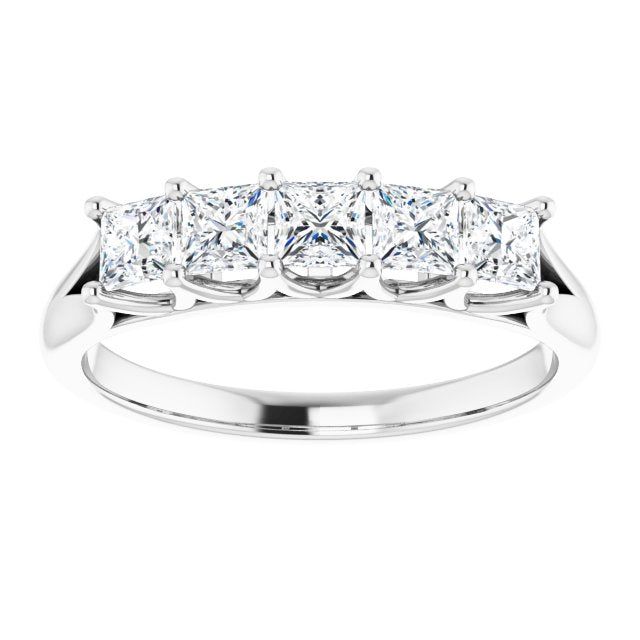 0.90 ct. Princess Cut Diamond Wedding Band 5 Stone Anniversary Ring-VIRABYANI