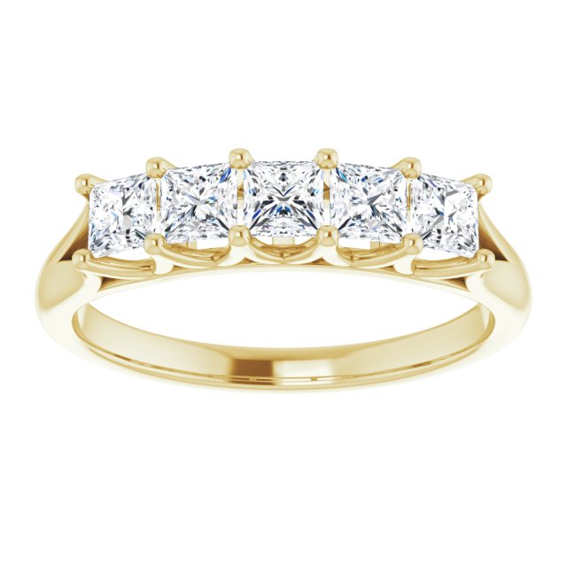 0.90 ct. Princess Cut Diamond Wedding Band 5 Stone Anniversary Ring-VIRABYANI