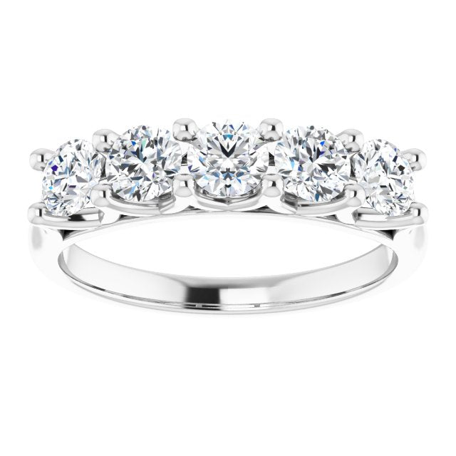 1.00 ct. Round Cut Diamond Wedding Band 5 Stone Anniversary Ring-VIRABYANI