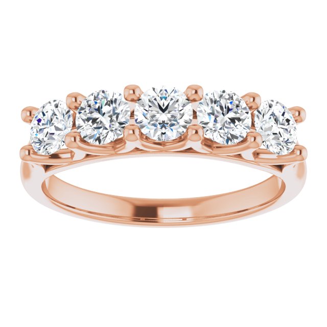 1.00 ct. Round Cut Diamond Wedding Band 5 Stone Anniversary Ring-VIRABYANI