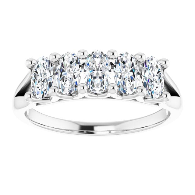 1.05 ct. Oval Cut Diamond Wedding Band 5 Stone Anniversary Ring-VIRABYANI