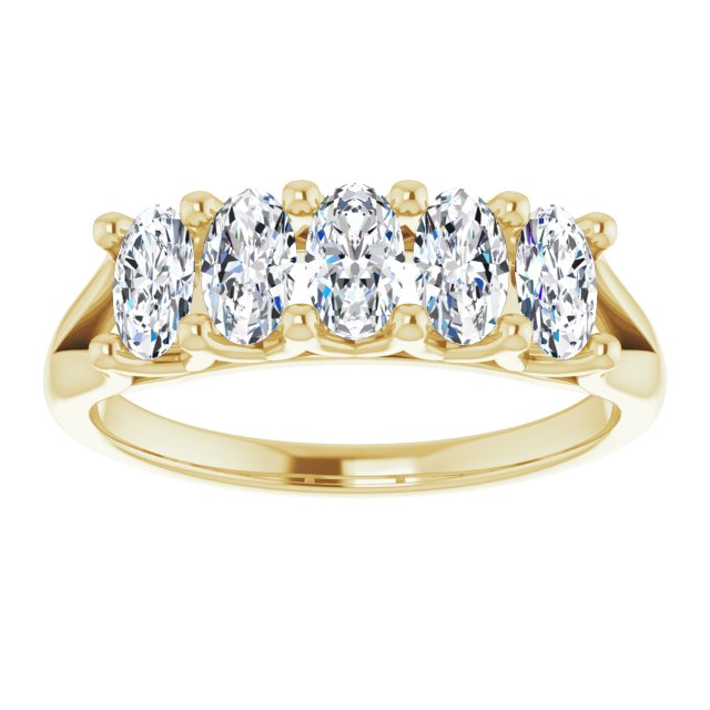 1.05 ct. Oval Cut Diamond Wedding Band 5 Stone Anniversary Ring-VIRABYANI