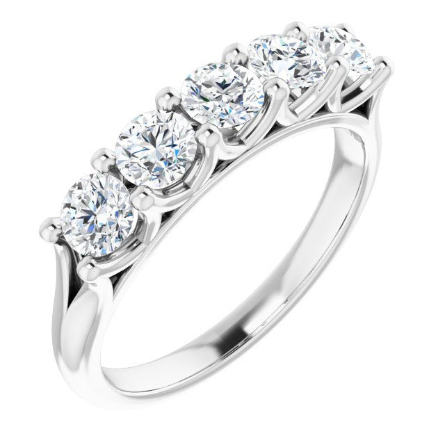 1.00 ct. Round Cut Diamond Wedding Band 5 Stone Anniversary Ring-VIRABYANI