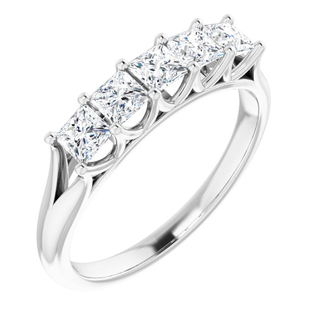 0.90 ct. Princess Cut Diamond Wedding Band 5 Stone Anniversary Ring-VIRABYANI