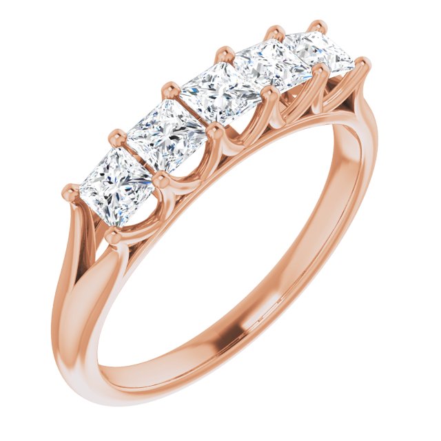 0.90 ct. Princess Cut Diamond Wedding Band 5 Stone Anniversary Ring-VIRABYANI