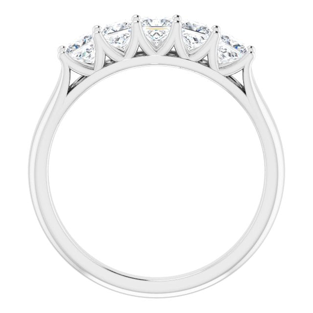 0.90 ct. Princess Cut Diamond Wedding Band 5 Stone Anniversary Ring-VIRABYANI