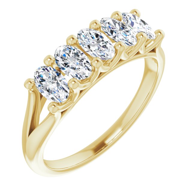 1.05 ct. Oval Cut Diamond Wedding Band 5 Stone Anniversary Ring-VIRABYANI