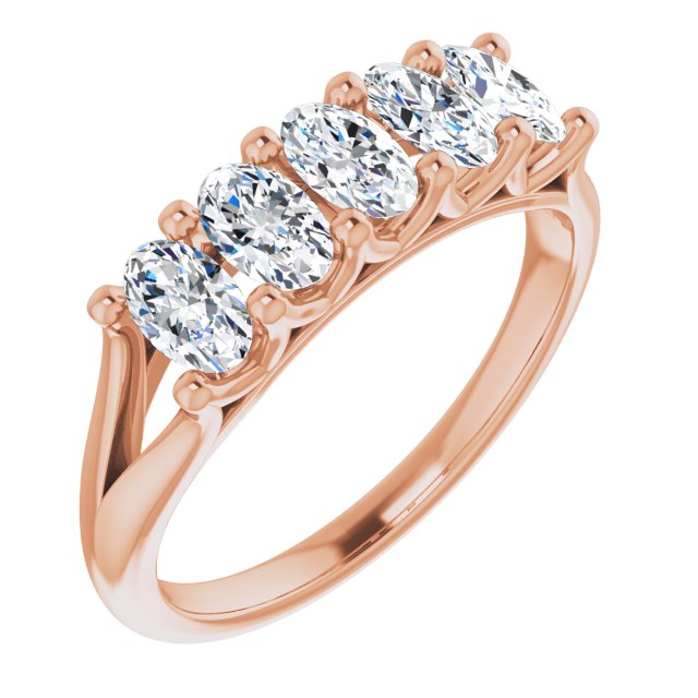 1.05 ct. Oval Cut Diamond Wedding Band 5 Stone Anniversary Ring-VIRABYANI