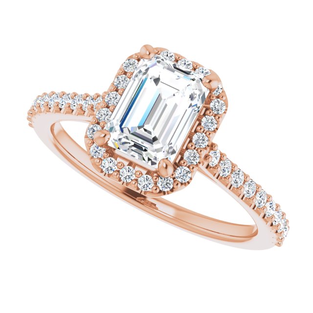 Emerald Cut Diamond Halo Engagement Ring-VIRABYANI