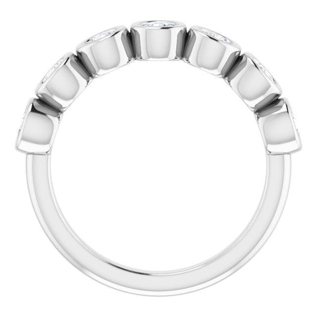 0.70 ct. Bezel Set Round Diamond Wedding Band 7 Stone Anniversary Ring-VIRABYANI